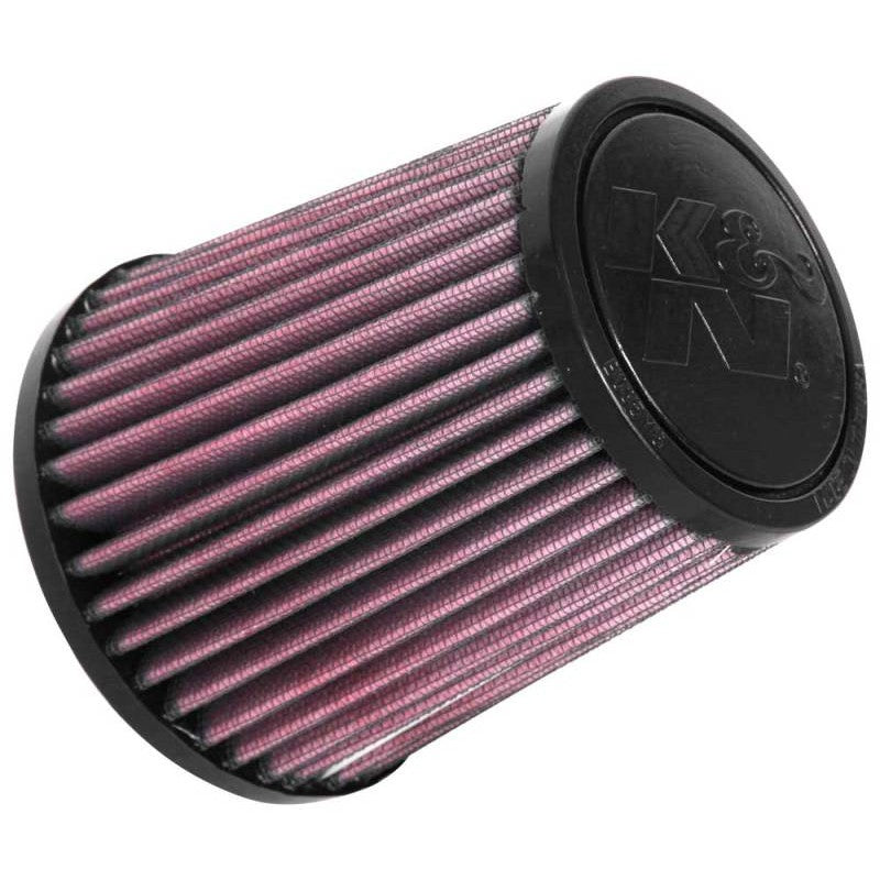 K&N RU-9630 Universal Tapered Air Filter with 2.5 inch flange ID, red pleated cotton media, and black rubber base.