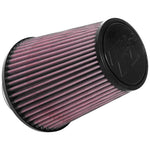 K&N RU-4700 universal tapered air filter with 3-inch rubber flange and red cotton gauze filtration media.