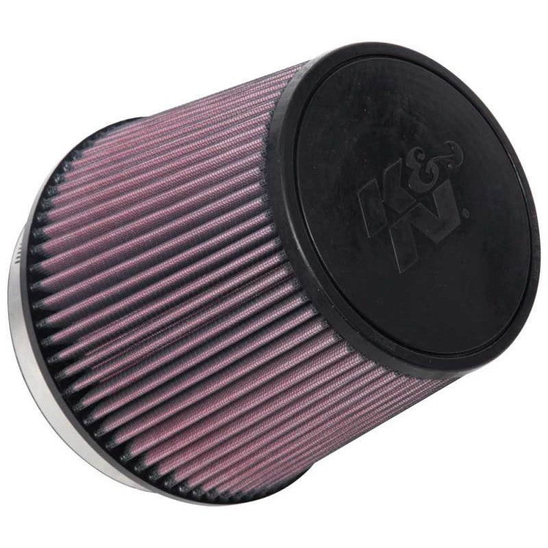 K&N RU-1014 universal tapered air filter with 6-inch rubber flange and pleated red cotton media