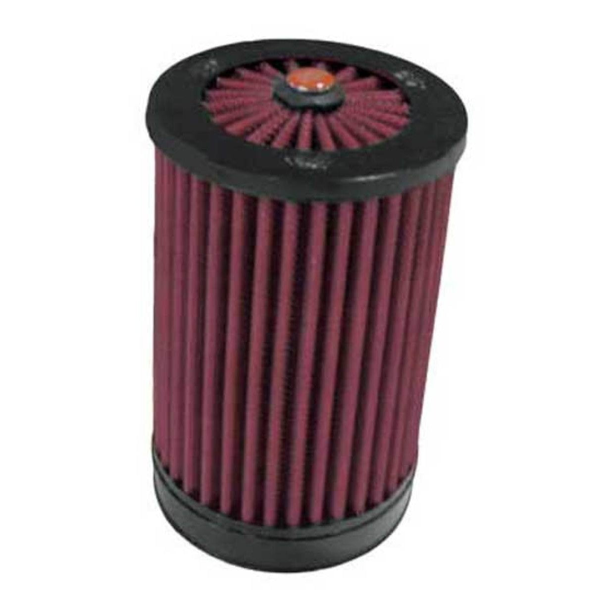 K&N X-Stream universal round air filter with red washable media and integrated filter top