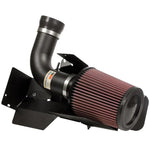 K&N Typhoon performance air intake system with mandrel-bent aluminum tube, conical air filter, and custom heat shield.