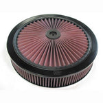K&N X-Stream 14-inch diameter washable air filter top assembly with 5.125-inch neck flange and pleated filter media.