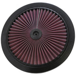 K&N X-Stream 14-inch black air filter top with pleated cotton media and protective wire mesh.