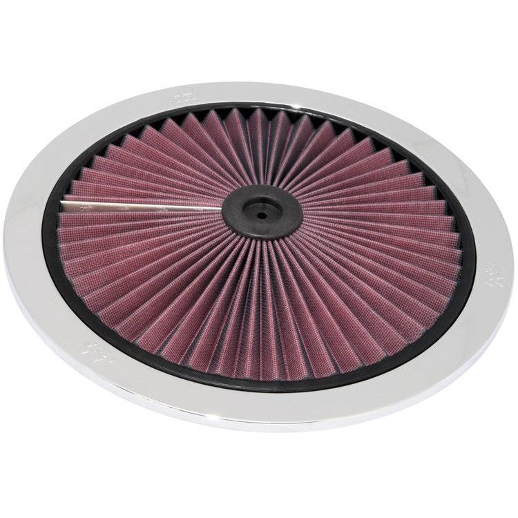 K&N X-Stream 14-inch round air cleaner top filter featuring pleated filter media and a chrome-plated outer ring.