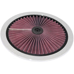 K&N X-Stream 14-inch round air cleaner top filter featuring pleated filter media and a chrome-plated outer ring.