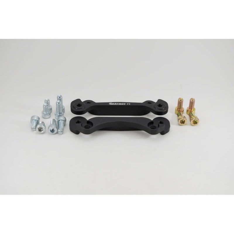 Kartboy precision-machined aluminum rear 2-pot big brake adapter brackets for Subaru models.