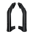 Black powder-coated hardened steel overhead mounting brackets for a 50-inch light bar on a 2007-2018 Jeep Wrangler JK.