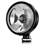 Pair of 6-inch KC HiLiTES Daylighter Gravity G6 LED driving lights with black stainless steel housings and stone guards.