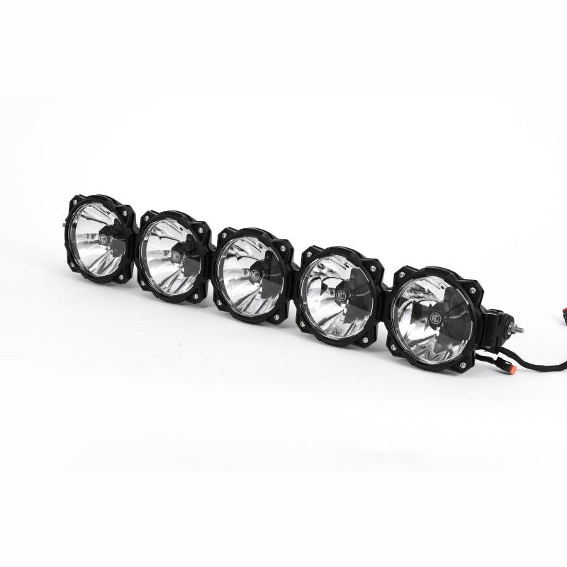 32-inch KC HiLiTES Pro6 Gravity LED 5-light bar with modular Infinity Rings and universal aluminum mounts.
