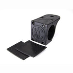 Black two-piece glass-injected nylon tube clamp light mount with rubber adjustment shims for 1.75 to 2 inch bars.