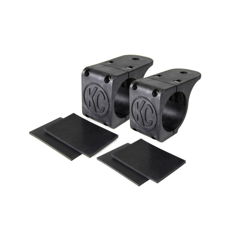 Pair of black glass-injected nylon tube clamp light mounting brackets for 2.25 to 2.5 inch bars