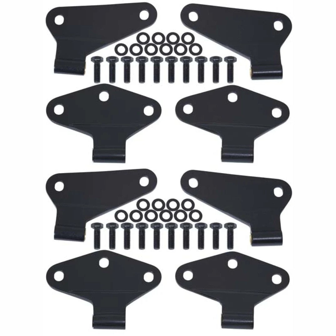 Eight-piece Kentrol body door hinge set in textured black for 2007-2018 Jeep Wrangler JK 4-door