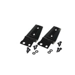 A pair of textured black powder-coated hood hinges for 2007-2018 Jeep Wrangler JK.