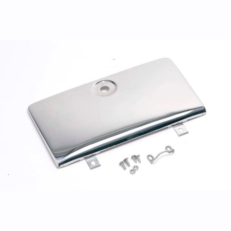 Kentrol polished silver glove box door for 1972-1986 Jeep CJ compatible with original factory key lock