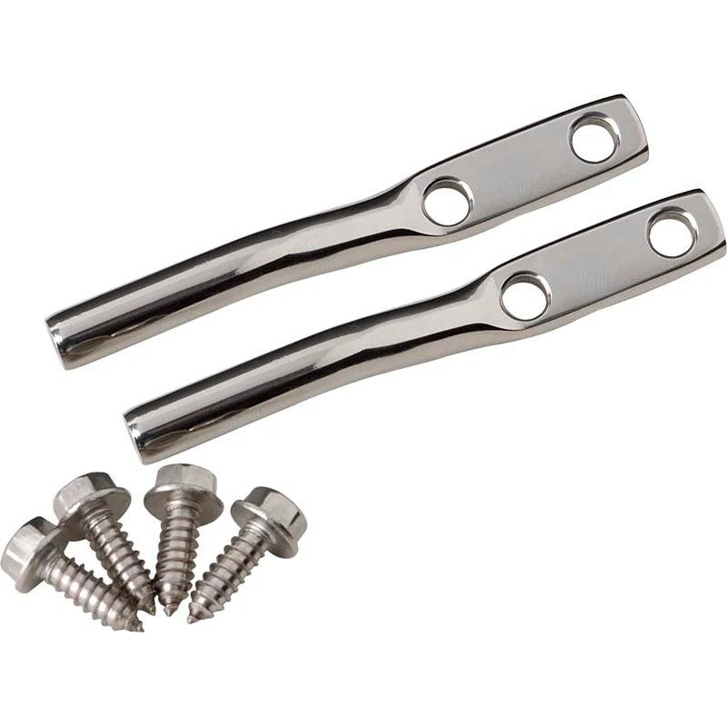 Pair of Kentrol polished silver door strap pins for 1976-1995 Jeep CJ and Wrangler YJ.