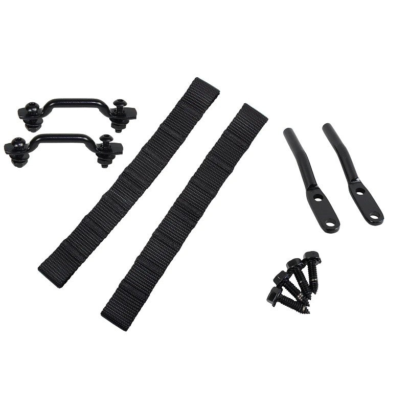Kentrol black powdercoated stainless steel door strap brackets and hardware kit for Jeep CJ and YJ