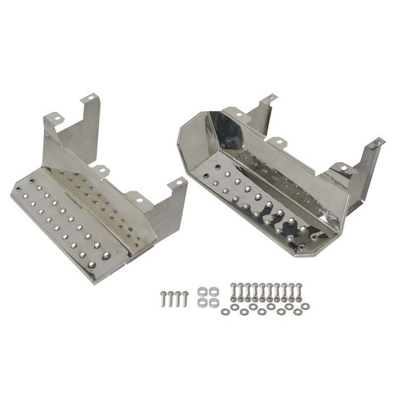 Pair of Kentrol polished silver side steps for 1976-1995 Jeep CJ7 and Wrangler YJ.