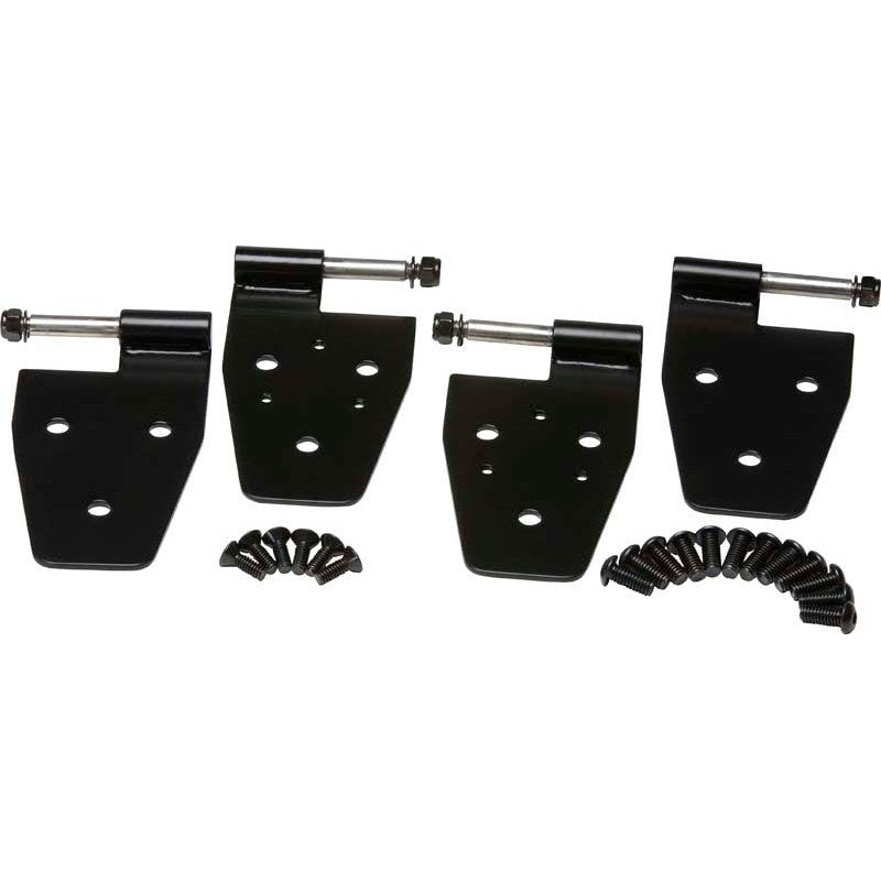 Four black powdercoated replacement door hinges for 1997-2006 Jeep Wrangler TJ