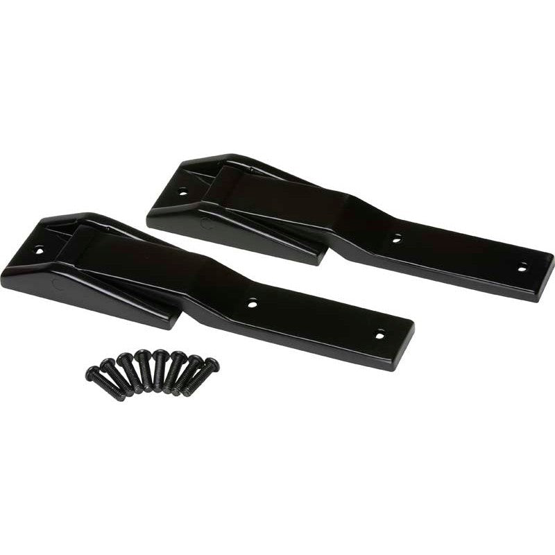 Pair of black powdercoated heavy-duty tailgate hinges for 1997-2006 Jeep Wrangler TJ.
