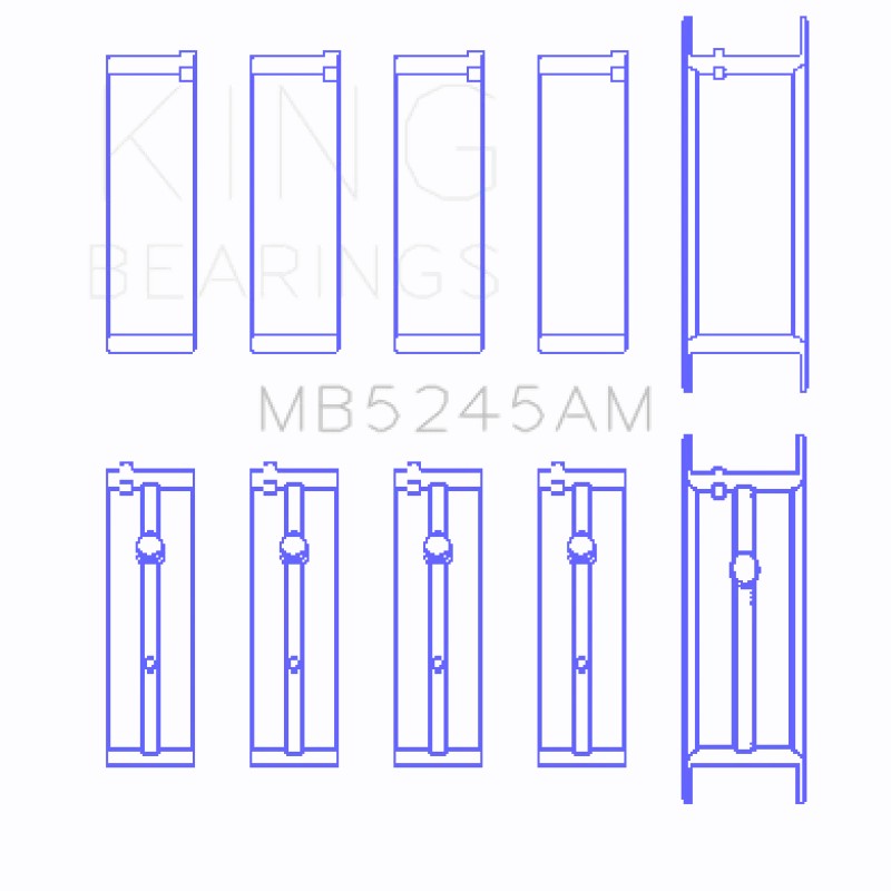 King MB5245AM0.25 main bearing set (+0.25mm) for Nissan 2.4L KA24E and KA24DE engines.
