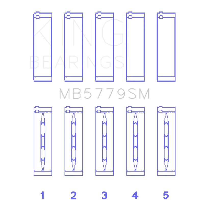 King Engine Bearings MB5779SM main bearing set in standard size for Audi and VW engine rebuilds.