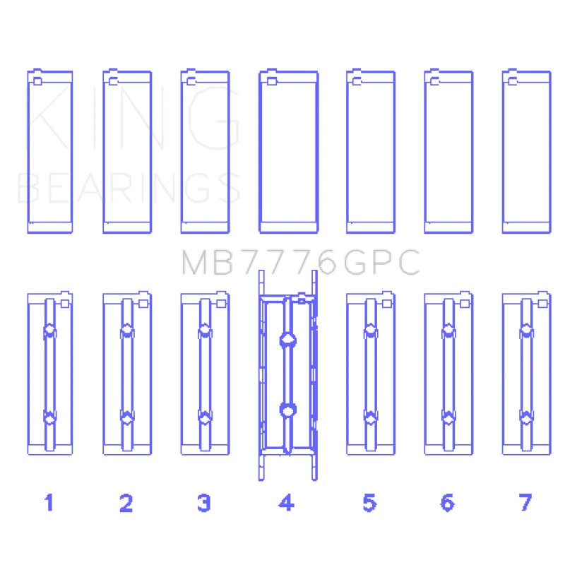 King Engine Bearings MB7776GPC main bearing set for BMW 3.0L N52, N53, and N55 B30A engines.