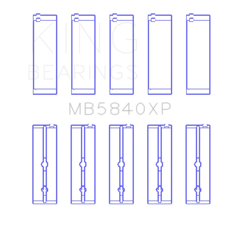 Five-piece King Engine Bearings MB5840XP crankshaft main bearing set for Gen 3 Hemi engines.