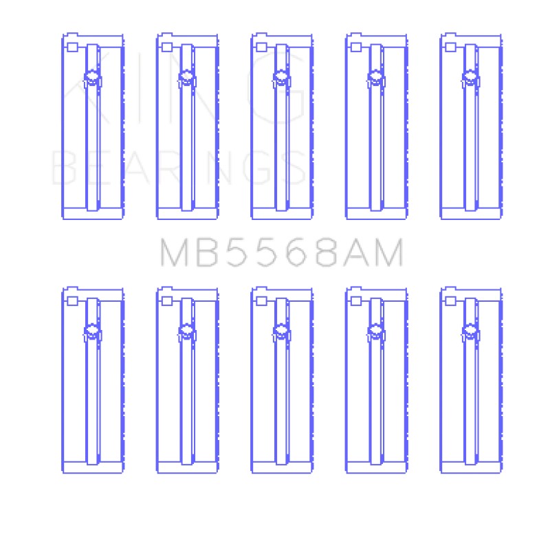 Set of King Engine Bearings MB5568AM standard size crankshaft main bearings for Honda and Acura engines.