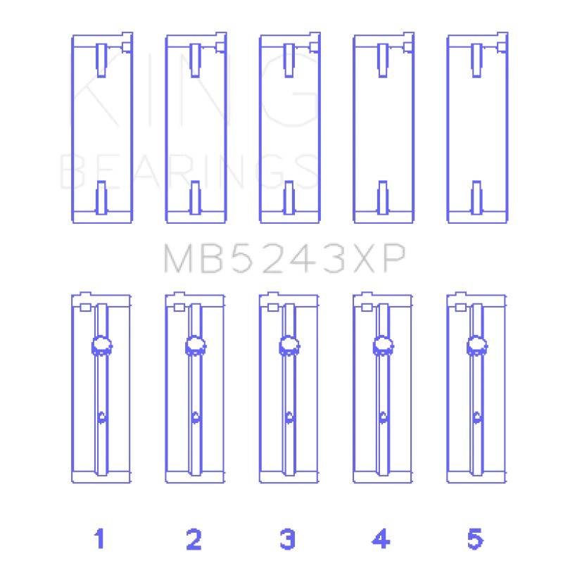 King Engine Bearings MB5243XP XP-Series Performance Main Bearing Set for Nissan SR20DE/DET 2.0L in Standard Size