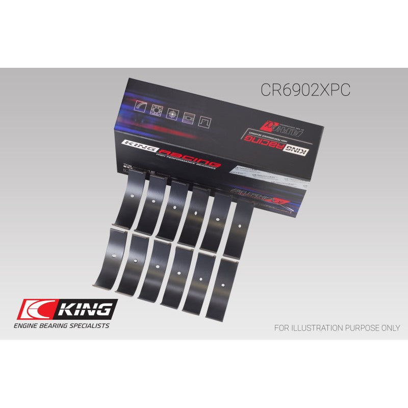 King Engine Bearings pMaxKote coated tri-metal rod bearing set in STDX size for Nissan VQ and VR series engines.