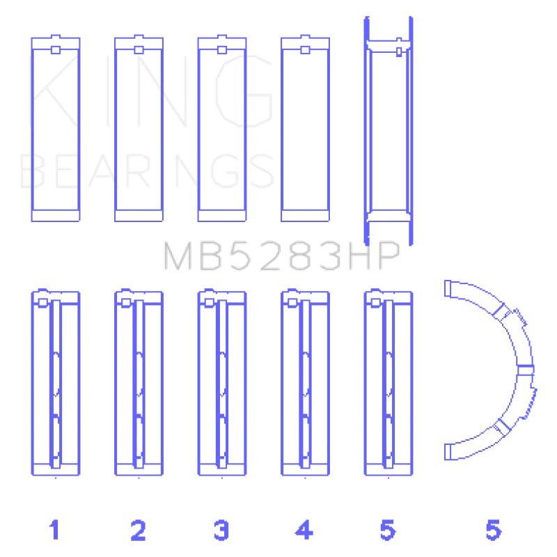 King Engine Bearings Performance series main bearing set MB5283HP in size STD