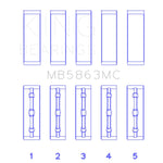 King Engine Bearings MB5863MC main bearing set shells for Toyota and Lexus 3UR-FE V8 engines.