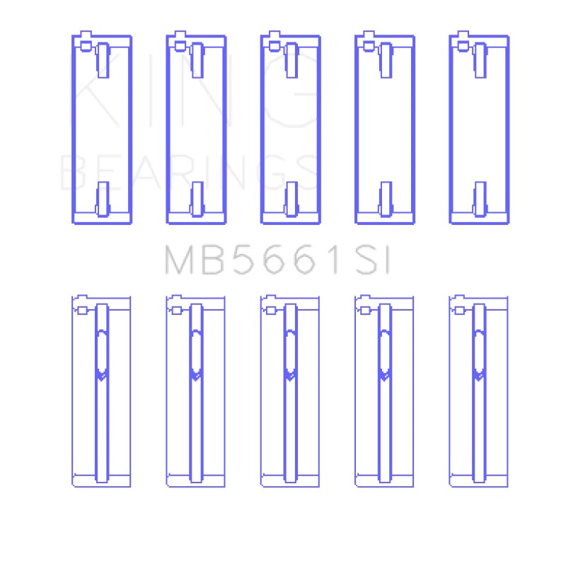 King Engine Bearings MB5661SI silicon bi-metal aluminum main bearing set in standard size.