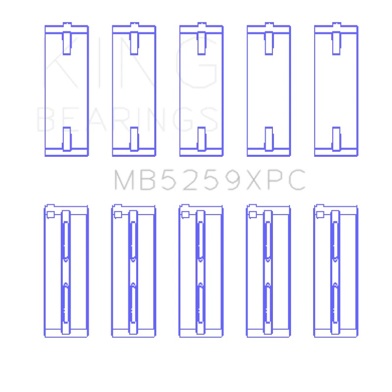 King MB5259XPC pMaxKote performance main bearing set in standard size for Honda A, B, and K-series engines.