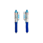 Pair of King Shocks 3.0 3-tube bypass rear shocks with piggyback reservoirs and blue anodized hardware.