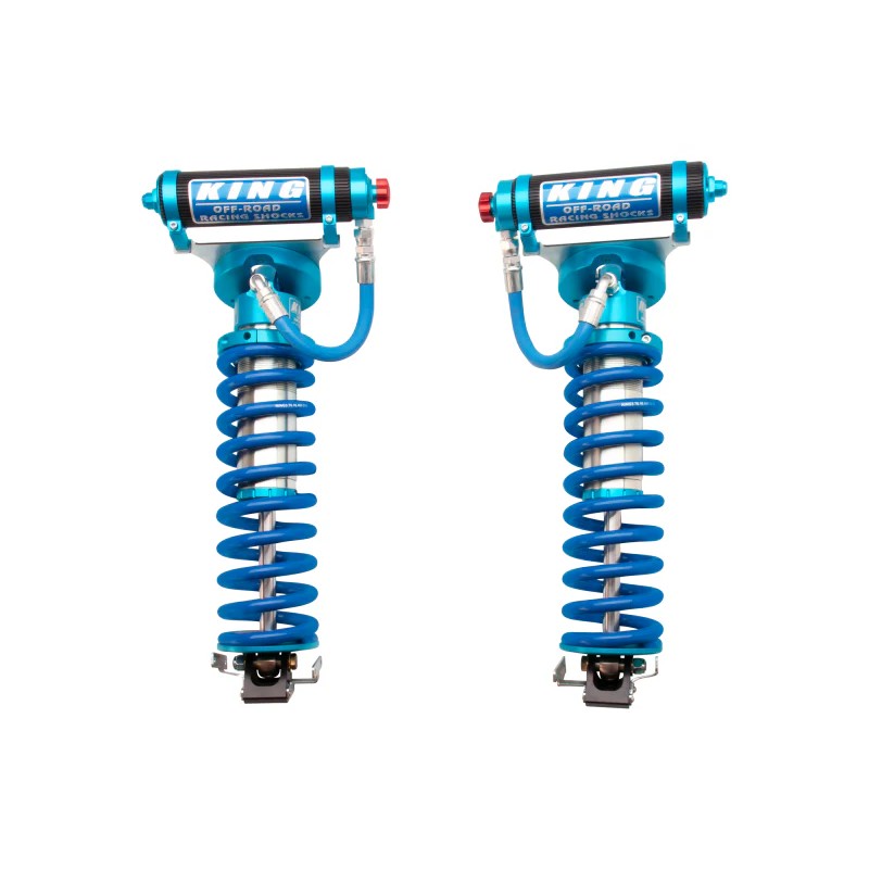 King Shocks 3.0 front remote reservoir coilover conversion kit with compression adjusters for Ford Super Duty 4WD
