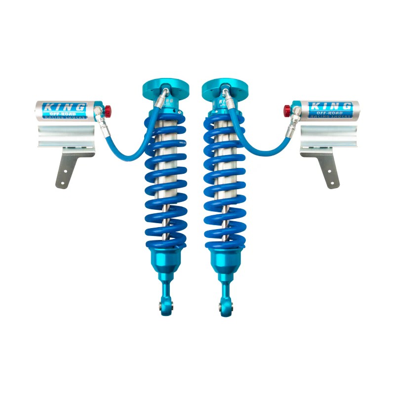 King Shocks 2.5 diameter front remote reservoir coilovers with compression adjusters for Toyota Land Cruiser 200 series.