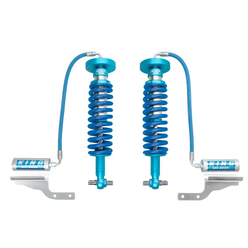 King Shocks 2.5-inch diameter front remote reservoir coilovers for 2015-2025 Ford F-150 4WD.