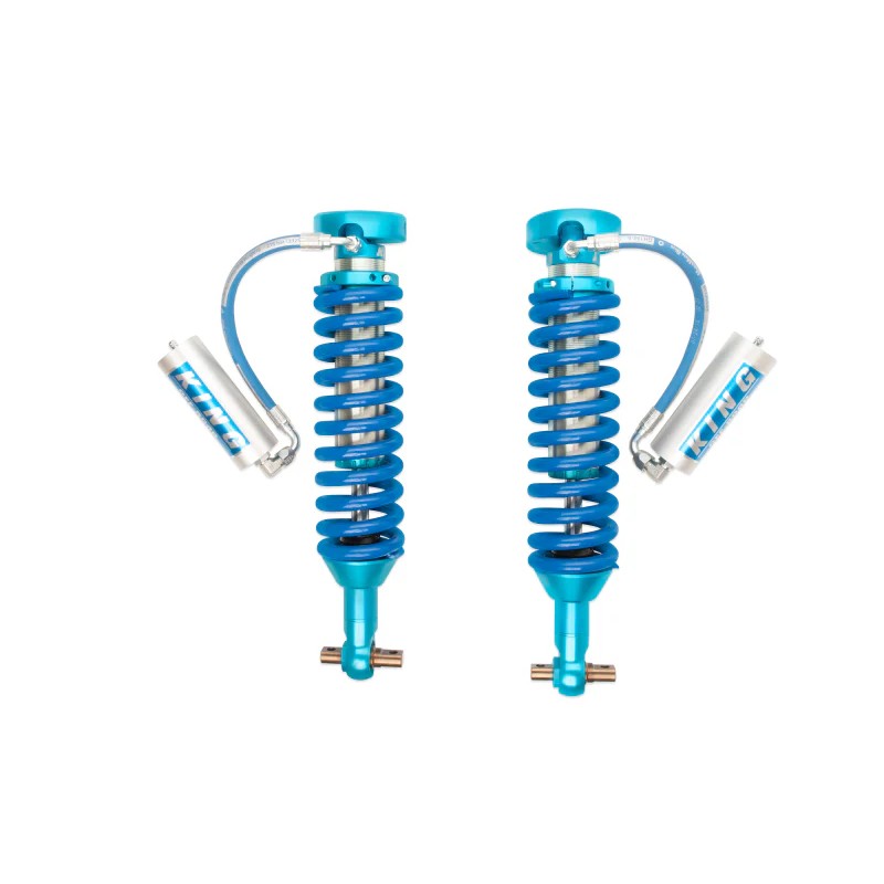 King Shocks 2.5 front remote reservoir coilovers with blue coil springs for 2017-2022 Chevrolet Colorado ZR2