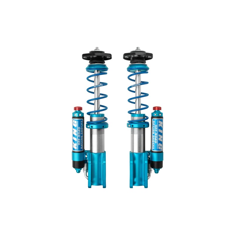 King Shocks 2.5 front coilover shocks with blue coils and 2.0 compression adjusters for Mercedes Sprinter 4WD
