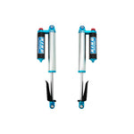 Blue and silver King Shocks 2.5 inch diameter rear piggyback reservoir adjustable shocks for 2020-2025 Jeep Gladiator.