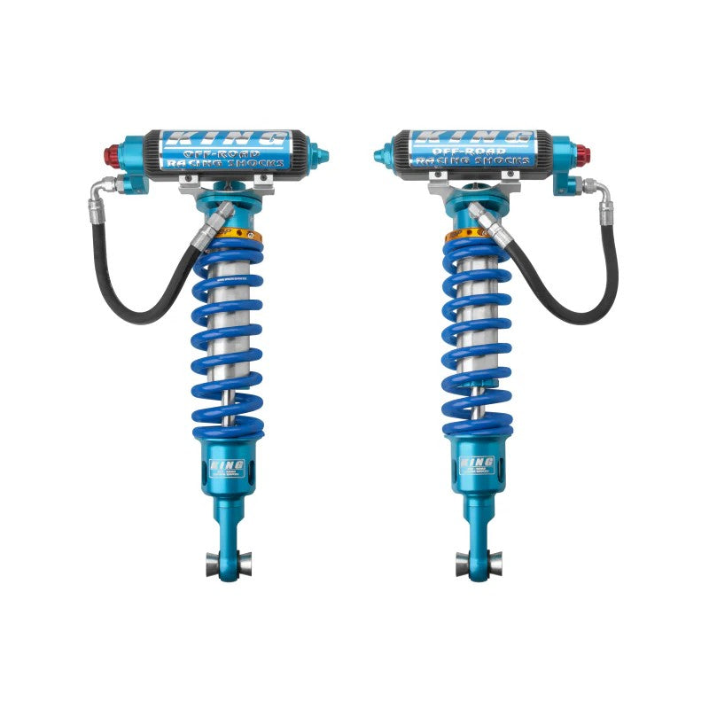 Pair of King Shocks 3.0 front coilovers with remote finned reservoirs and adjusters for 2021-2024 Ram 1500 TRX.