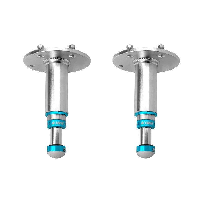 King Shocks blue and silver hydraulic 2.0 diameter rear bump stops for 2021-2024 Ram 1500 TRX.