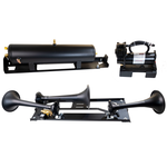 Kleinn FSD23-734 onboard air system with triple black Demon horns and 6450RC compressor for Ford F-250/F-350
