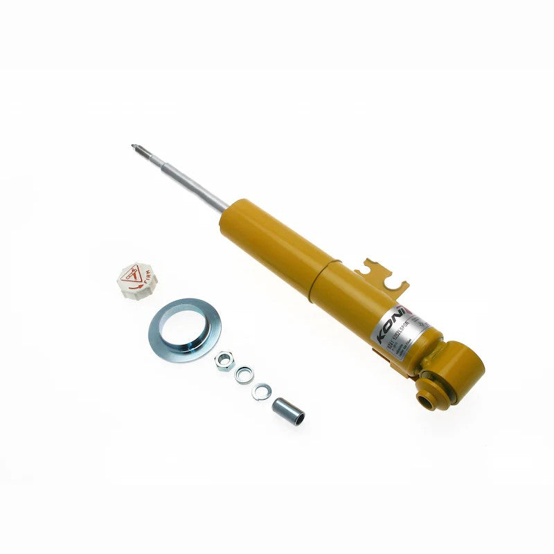 Koni Sport Yellow externally adjustable twin-tube gas shock absorber for left rear Mini Cooper suspension.