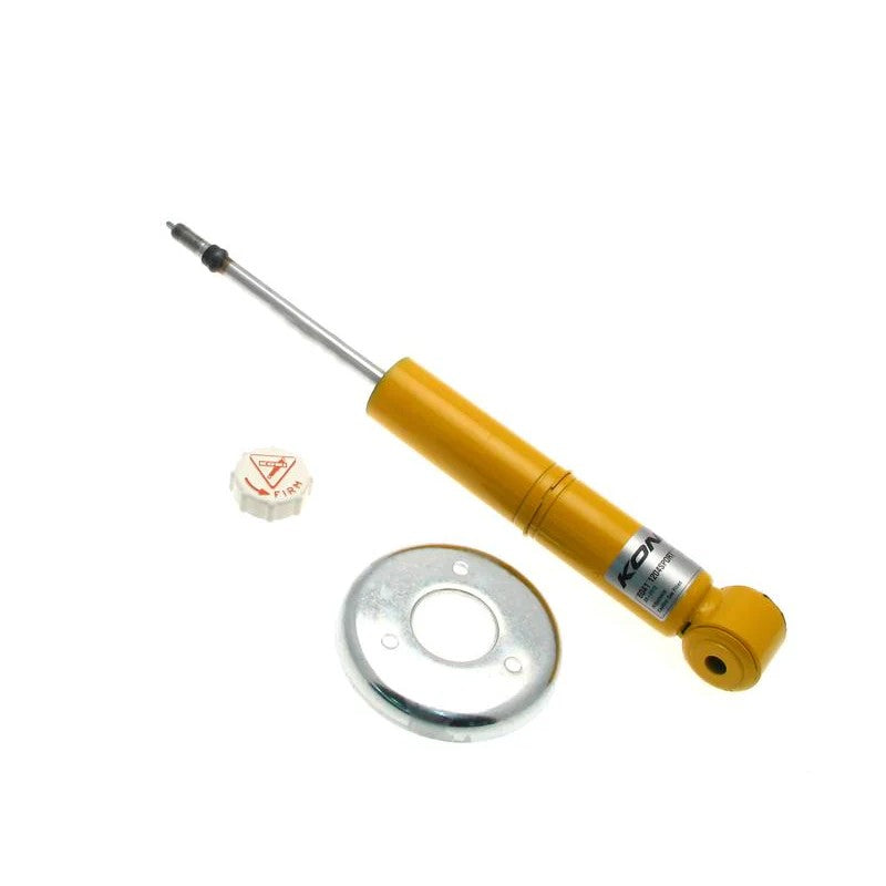 Yellow Koni Sport 8041 Series externally rebound adjustable rear shock absorber for 1990-1997 Mazda Miata.