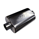 Kooks T304 stainless steel universal oval muffler with 2.5 inch center inlet and center outlet