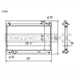 Koyo V2588 replacement radiator for Infiniti G35 with VQ35DE engine and manual transmission