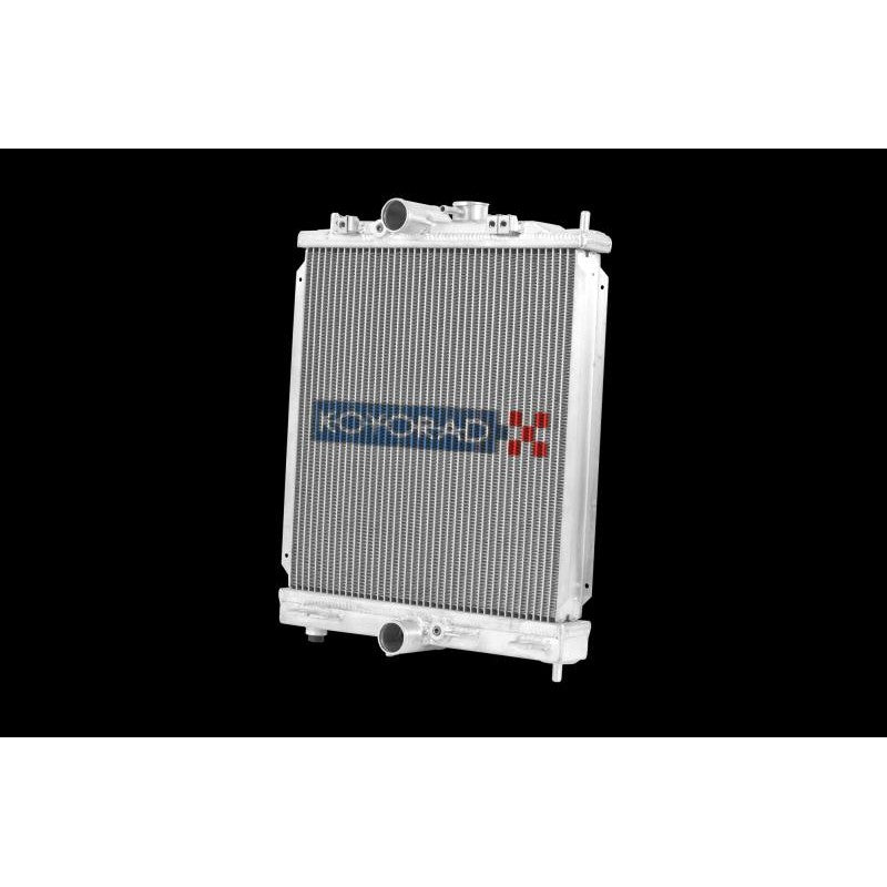 Koyo HH032412 aluminum half-size race radiator for manual 2003-2006 Mitsubishi Evolution 7, 8, and 9.