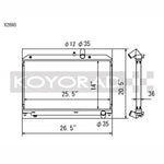 Koyorad V-Series V2695 all aluminum racing radiator with TIG-welded tanks for 2004-2008 Mazda RX-8.